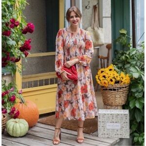 Mad About Style for the Jilly Box Grace Farm Floral Midi Dress Size L NWT